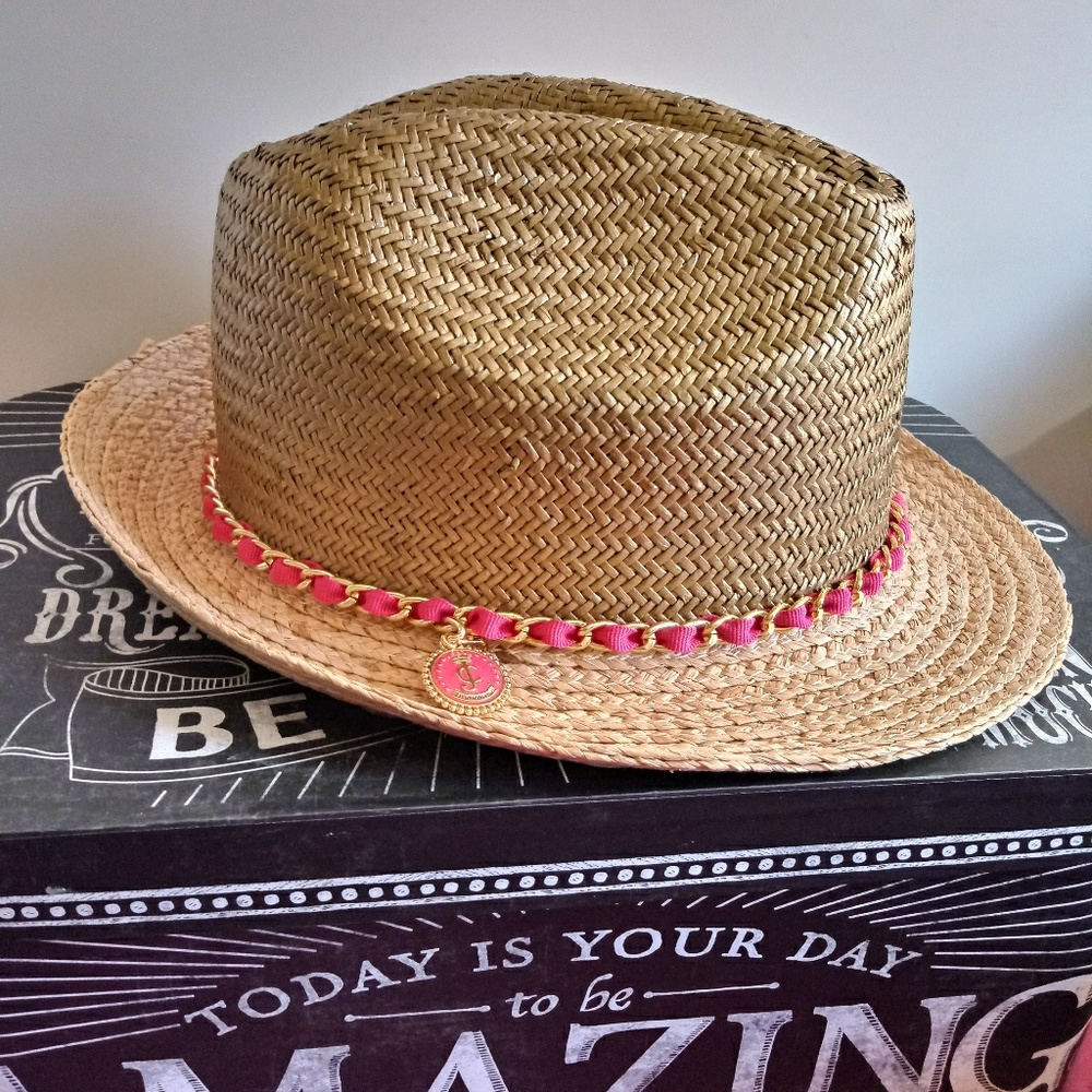 Juicy Couture Metallic Straw Fedora NWT